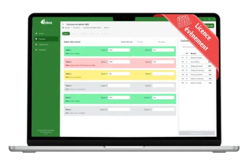 Logiciel de concours de belote – Licence Évènement – Accès complet pendant 48h